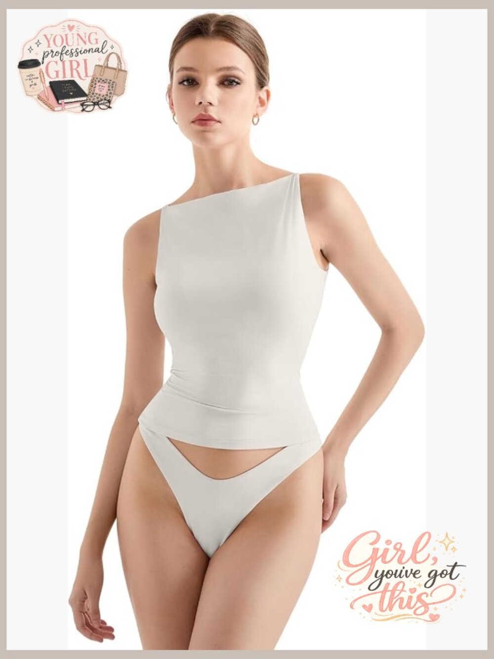 Double Lined Boat Neck Tank Top Y2K Going Out Basic Cami Shirt